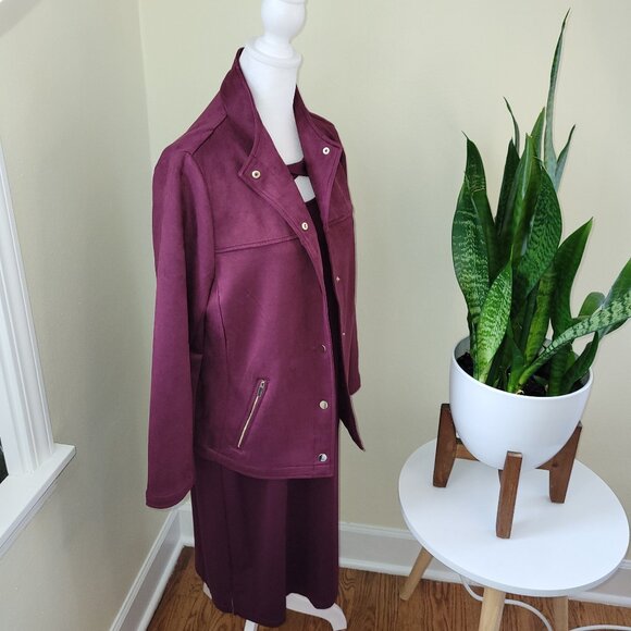 Chico's Monrovia Knee Length Dress & Jacket Eggplant Purple SZ L 12-14 Chico's 2 - Picture 12 of 16